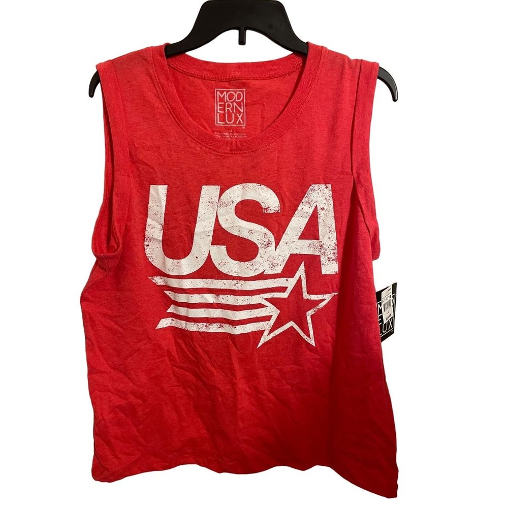 Men's USA Graphic Muscle Shirt -  Modern lux Red 1X